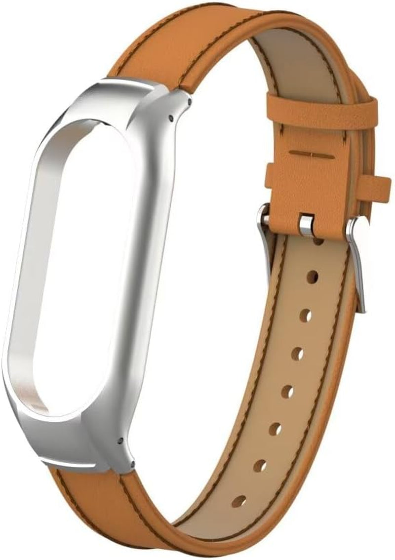 Compatible with Xiaomi Mi Band 7 Strap,Leather Replacement Band Wirstband Accessories with Metal Frame for Xiaomi Mi Band 7 Smart Bracelet