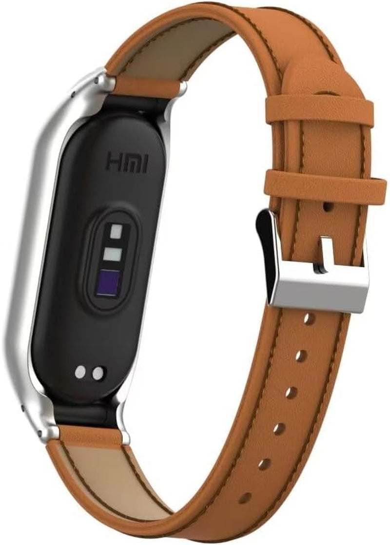 Compatible with Xiaomi Mi Band 7 Strap,Leather Replacement Band Wirstband Accessories with Metal Frame for Xiaomi Mi Band 7 Smart Bracelet