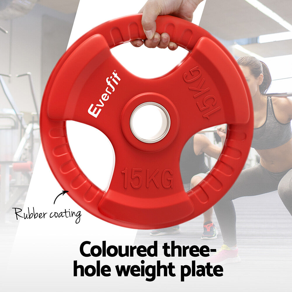 Everfit Weight Plates Olympic 15Kg Dumbbell Barbell Plate Weight Lifting Gym