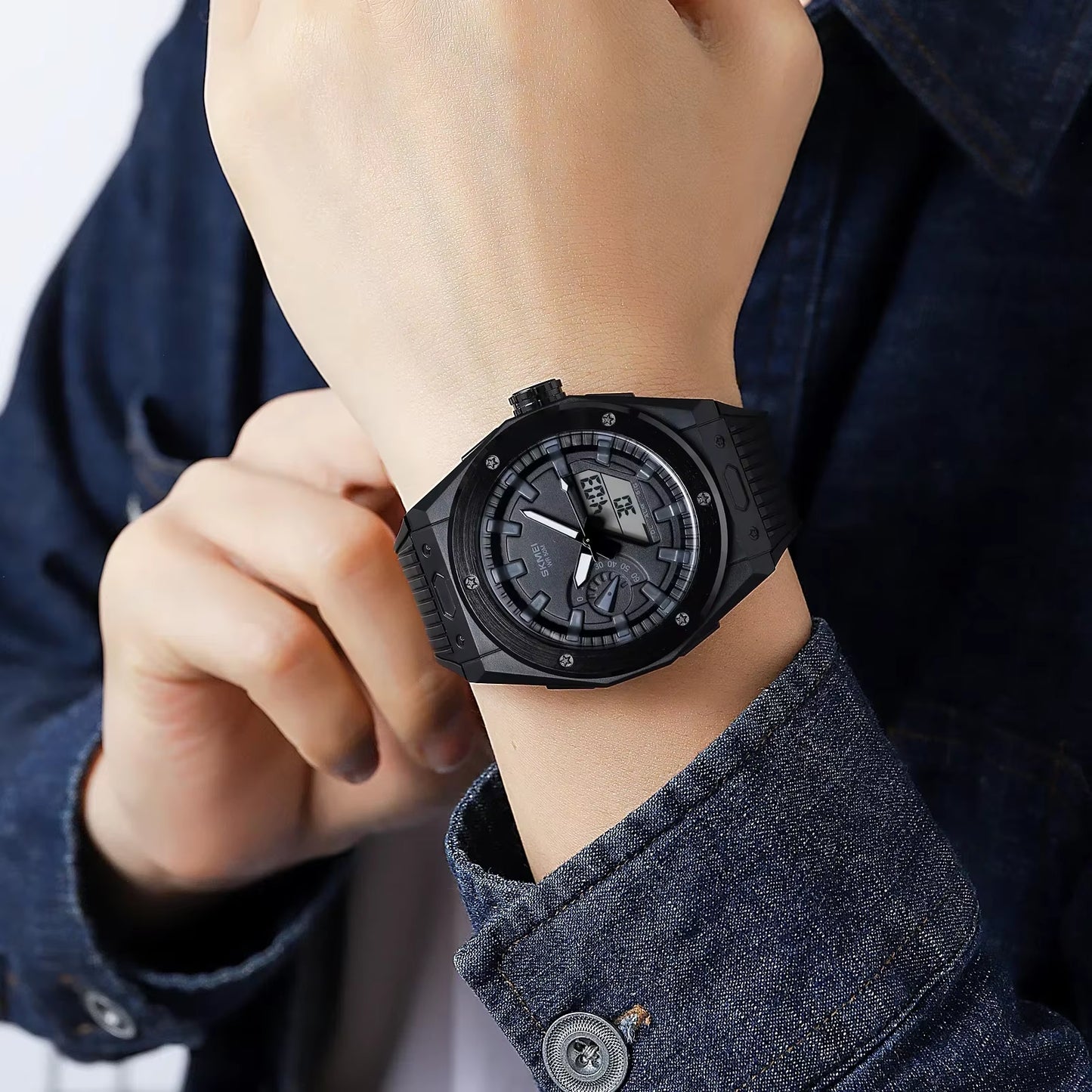 2103 New Sport Watch Men LED Digital Watch 3 Time Chrono Digital Wristwatches 50M Waterproof Alarm Clock Relogio Masculino
