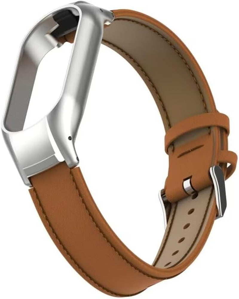 Compatible with Xiaomi Mi Band 7 Strap,Leather Replacement Band Wirstband Accessories with Metal Frame for Xiaomi Mi Band 7 Smart Bracelet